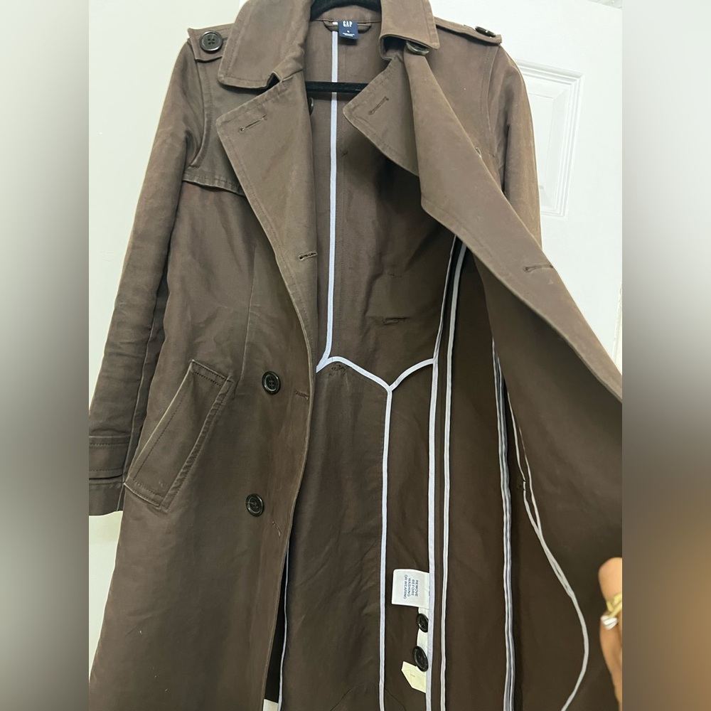 GAP Dark Brown Double-Breasted Trench Coat - Picture 14 of 15